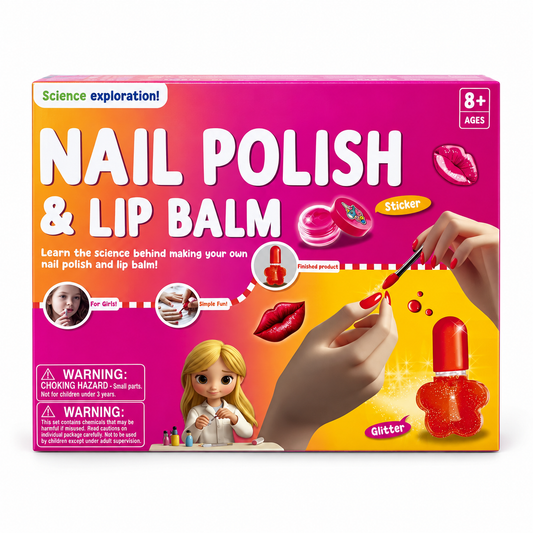 Science Exploration Nail Polish & Lip Balm Kit 8+ || مجموعة صنع طلاء الأظافر ومرطب الشفاه للأطفال 8+