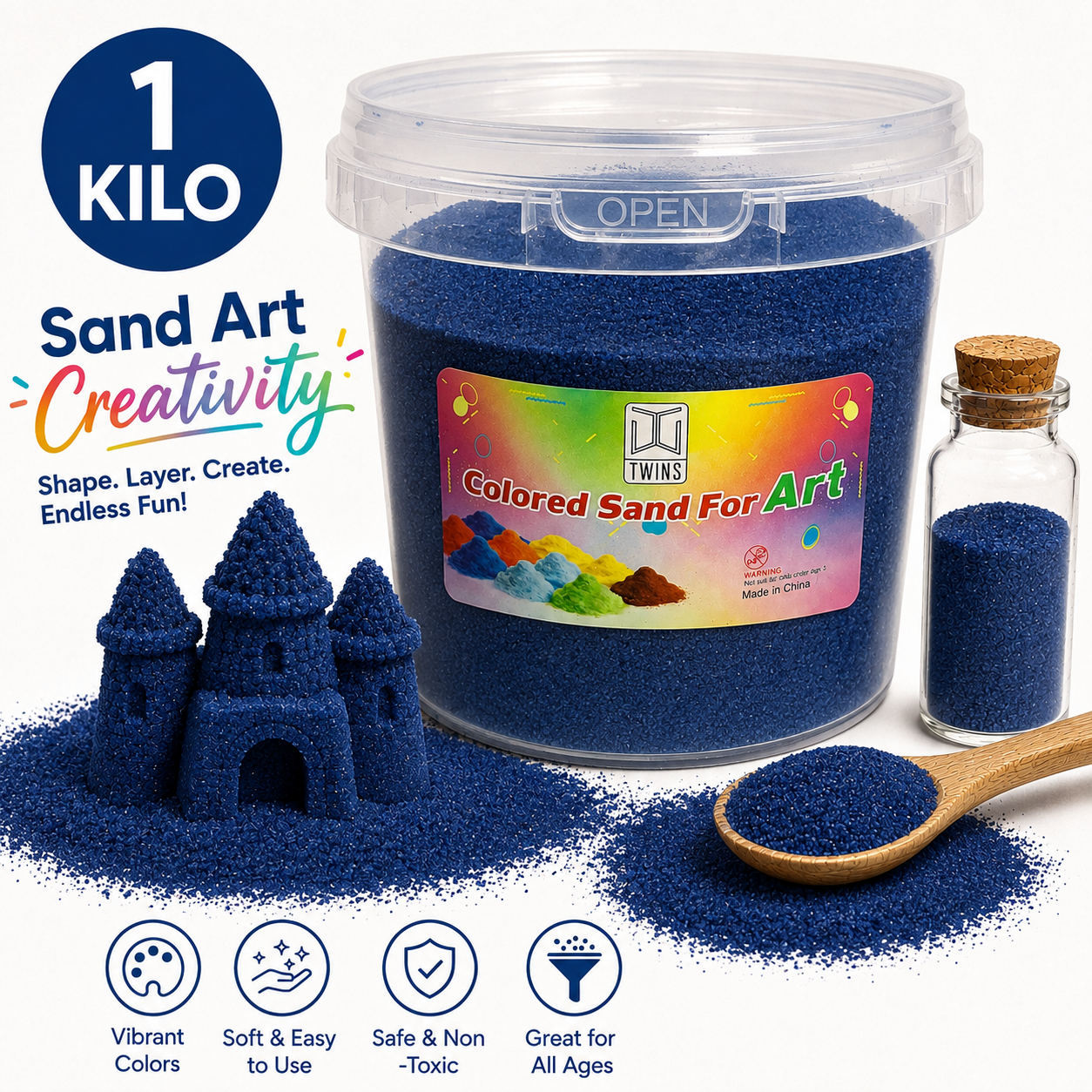 Twins Colored Sand 1 Kilo Navy || رمل ملون توينز 1 كيلو كحلي