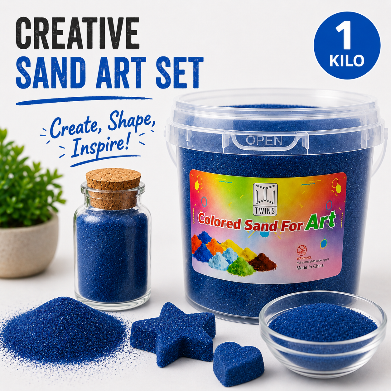 Twins Colored Sand 1 Kilo Navy || رمل ملون توينز 1 كيلو كحلي