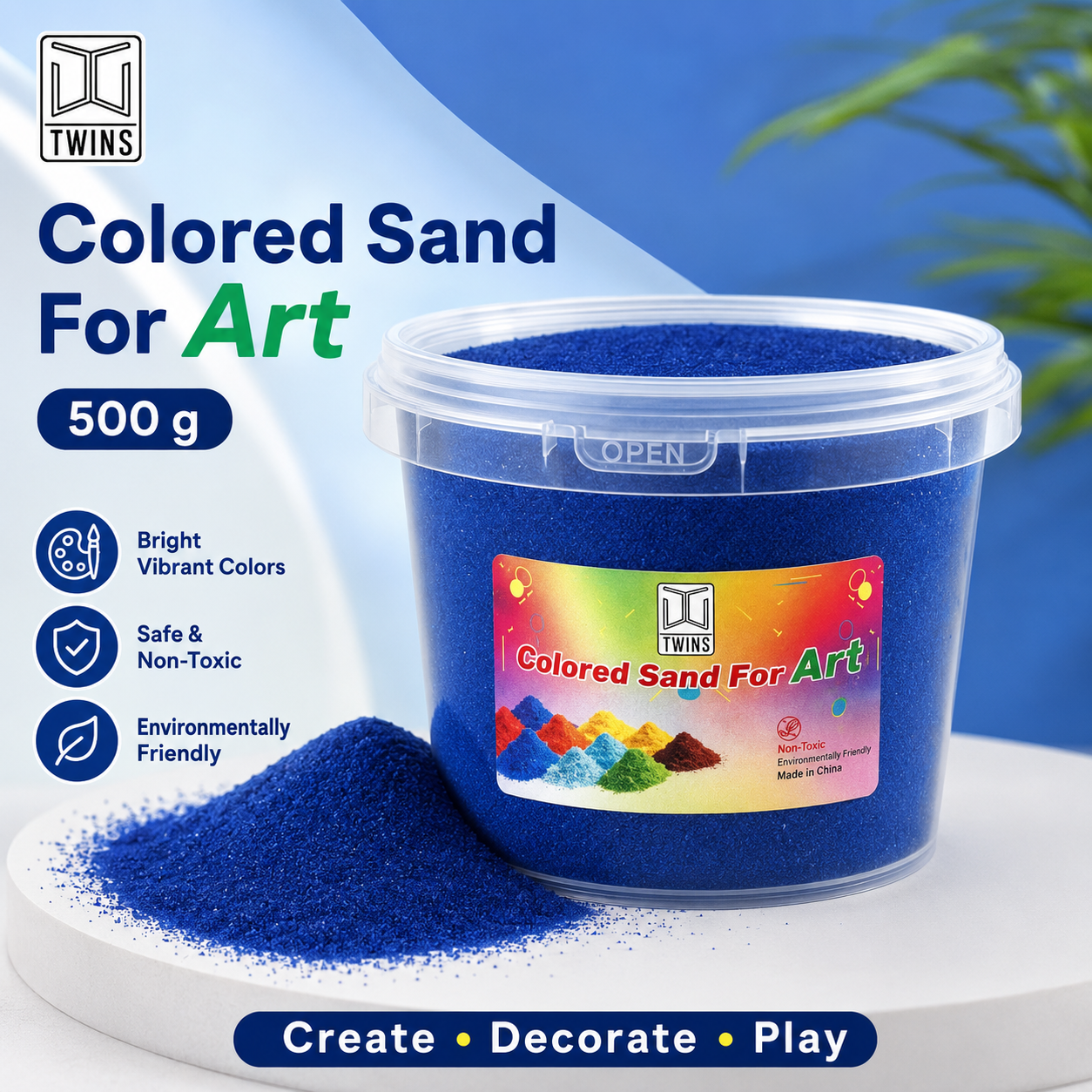 Twins Colored Sand 500g Dark Blue || رمل ملون توينز 500 جرام ازرق غامق