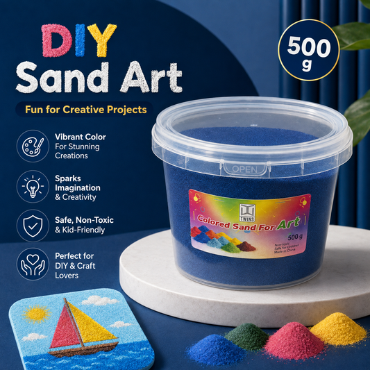 Twins Colored Sand 500g Dark Blue || رمل ملون توينز 500 جرام ازرق غامق