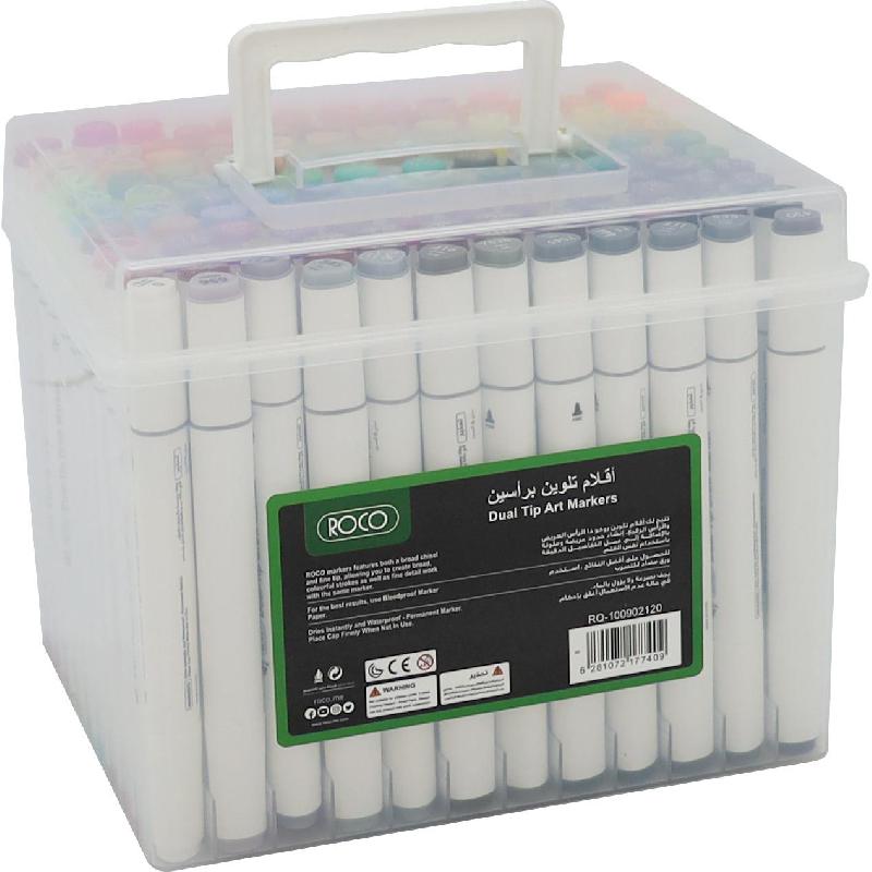 Roco Sketch Marker (120 Colors) Graphic Art Marker Twin Tip || مدموعه الوان سكيتش ماركر 120 لون روكو راسين