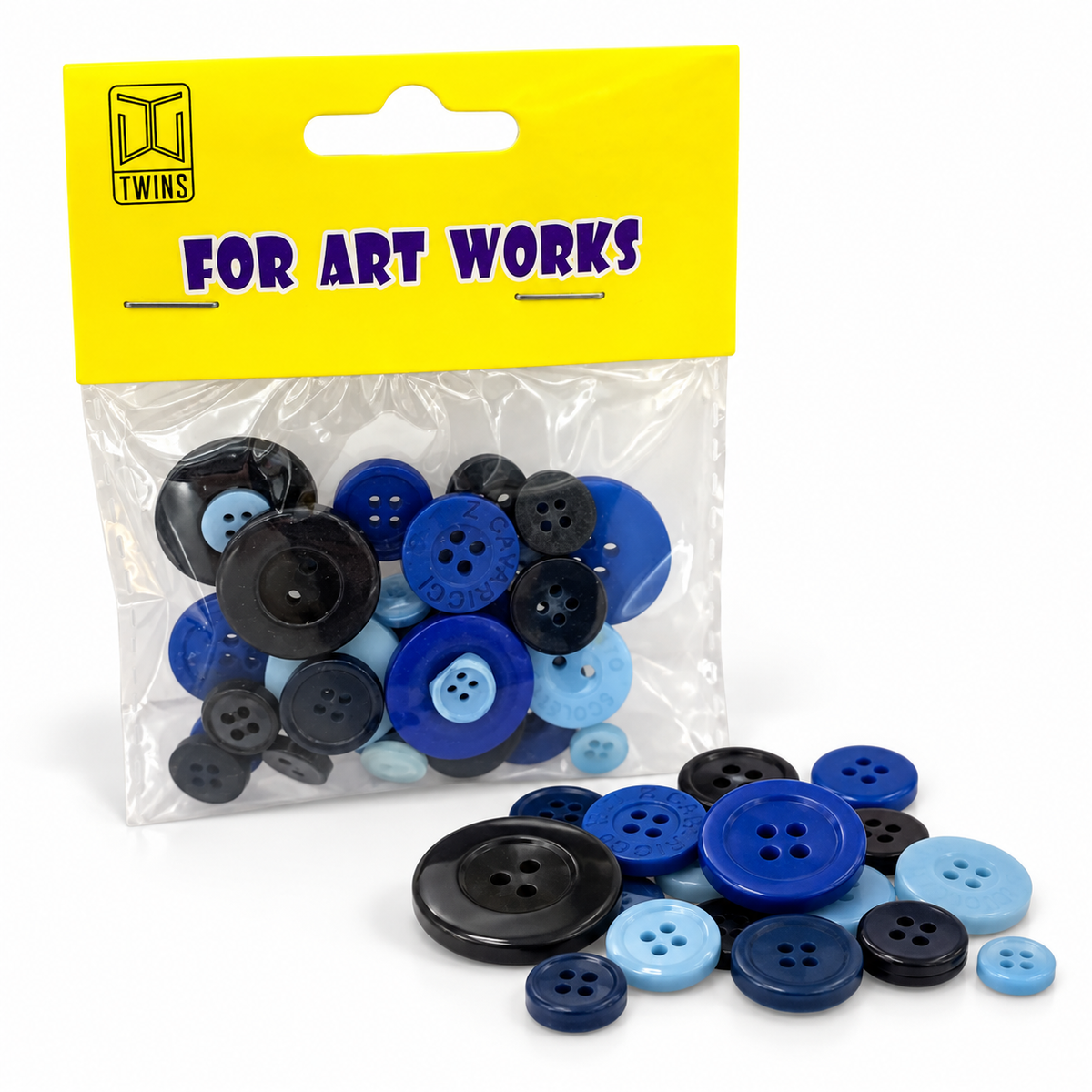 TWINS DIY Craft Buttons – Blue & Black || أزرار توينز للأشغال اليدوية – أزرق وأسود