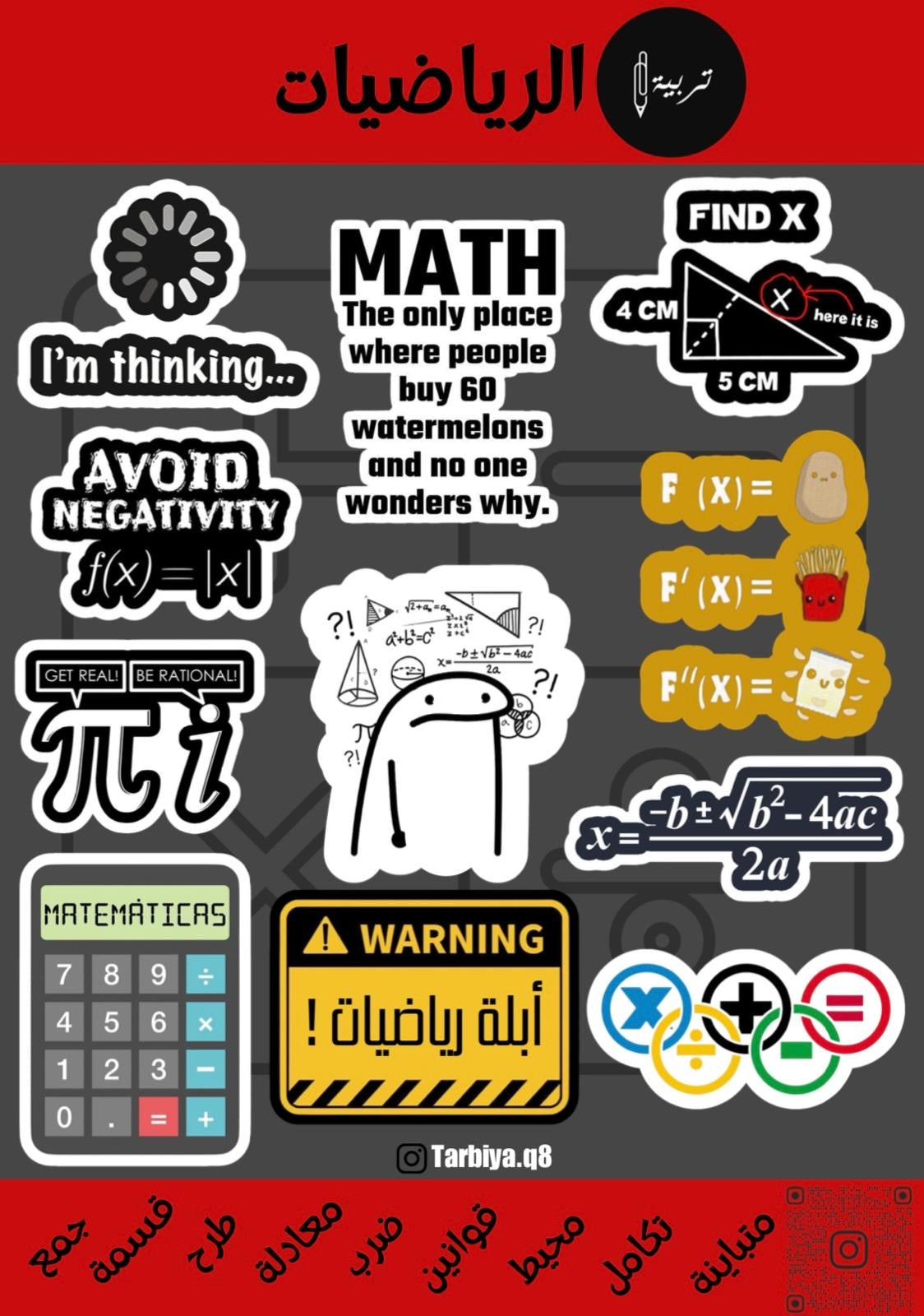 Education Stickers Mathematics || ستيكرات كلية التربية تخصص رياضة