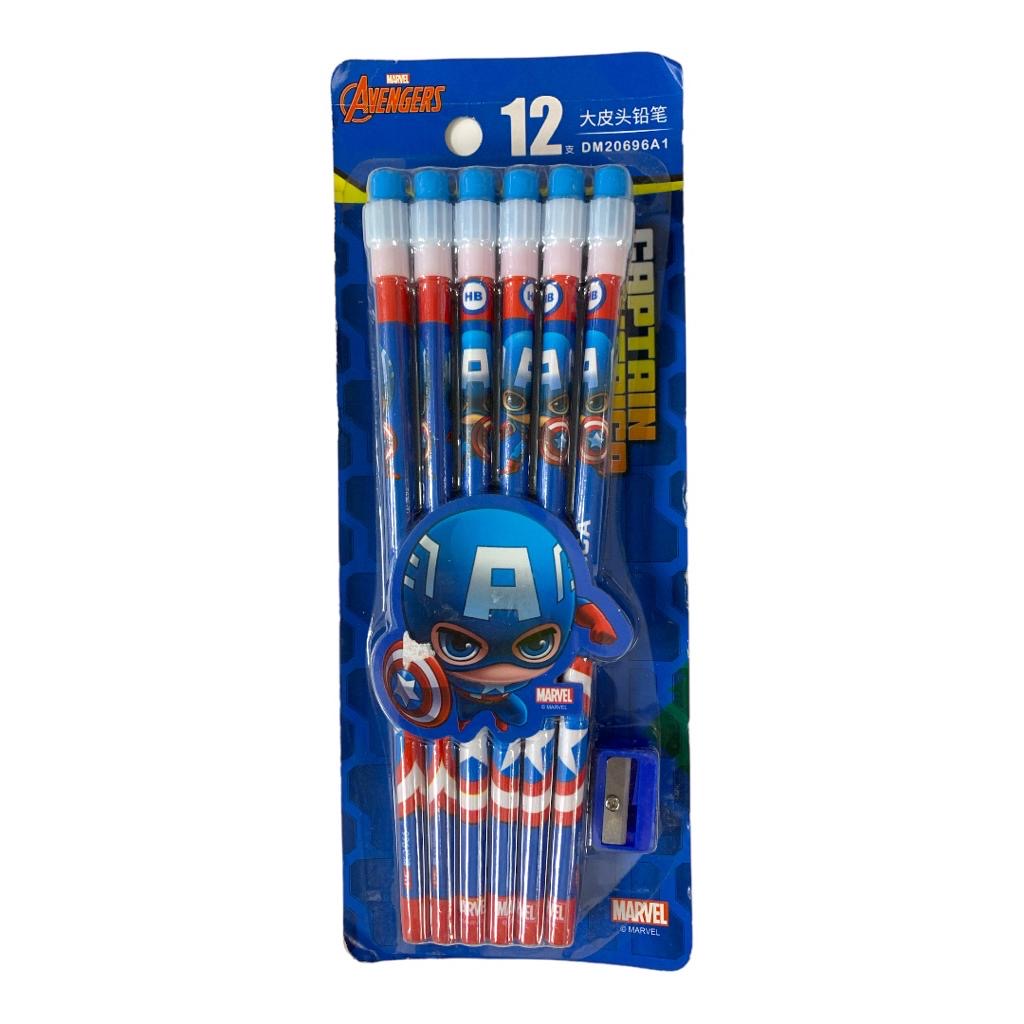 Captain America Pencil Pack 12 Pcs || مجموعة أقلام رصاص ١٢ حبة كابتن اميريكا 