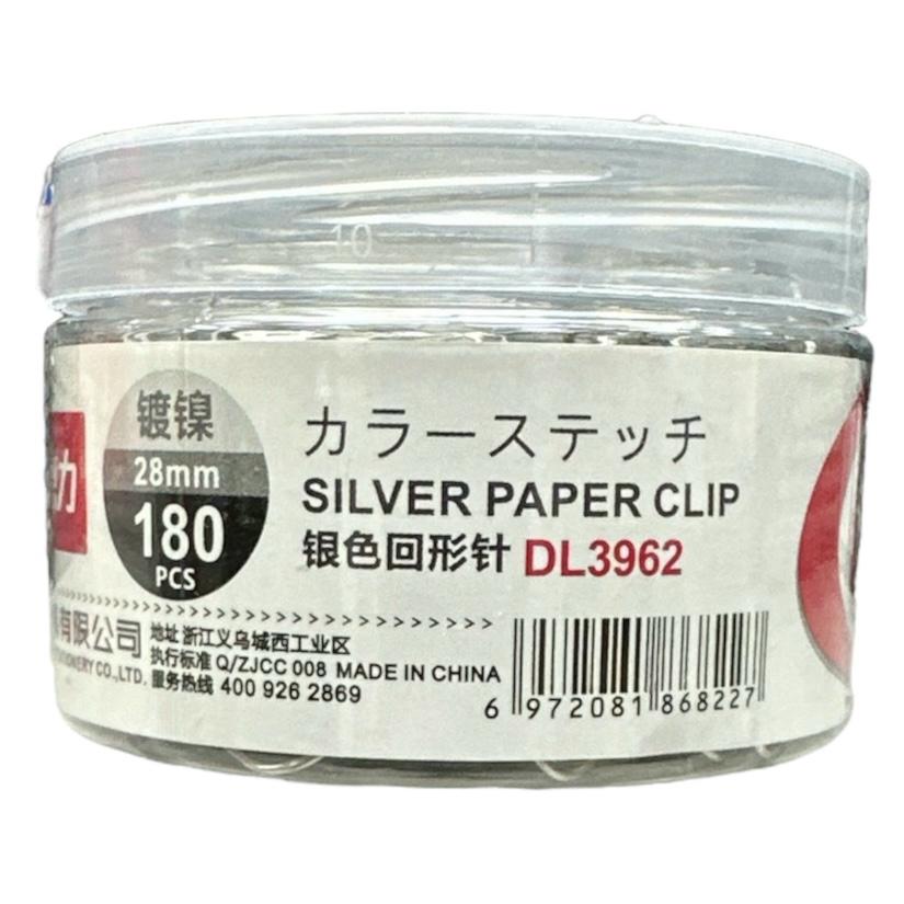 Silver Paper Clips DL3951 28 mm 180 pcs || كليبسات ورق فضية ٢٨ مم ١٨٠ كليبس