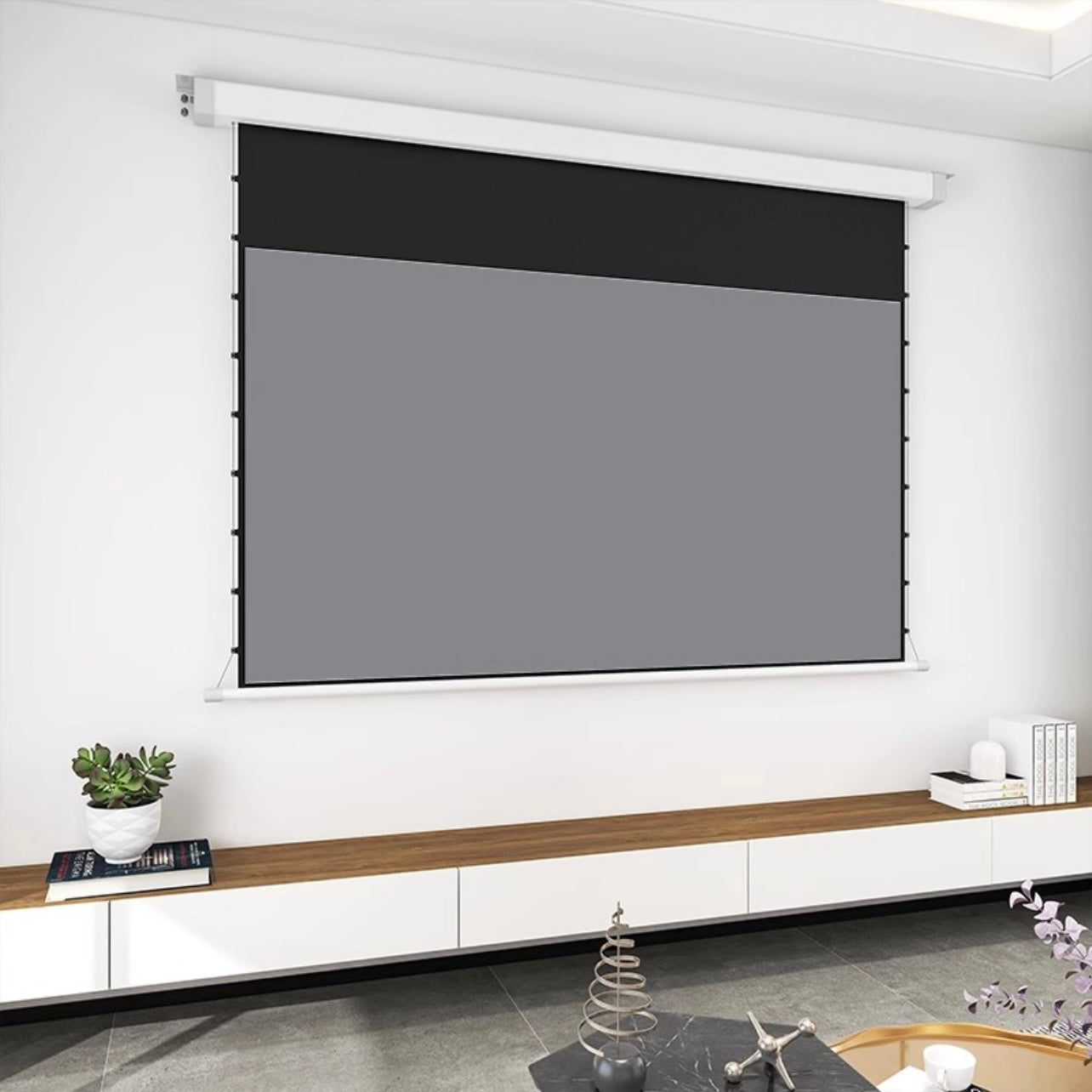 SMQ ALR Electric Tab Tension Projector Screen with RF and remote 100" || اس ام كيو شاشة عرض( ALR) ضد الضوء الكهربائية مع ريموت (100 بوصة)