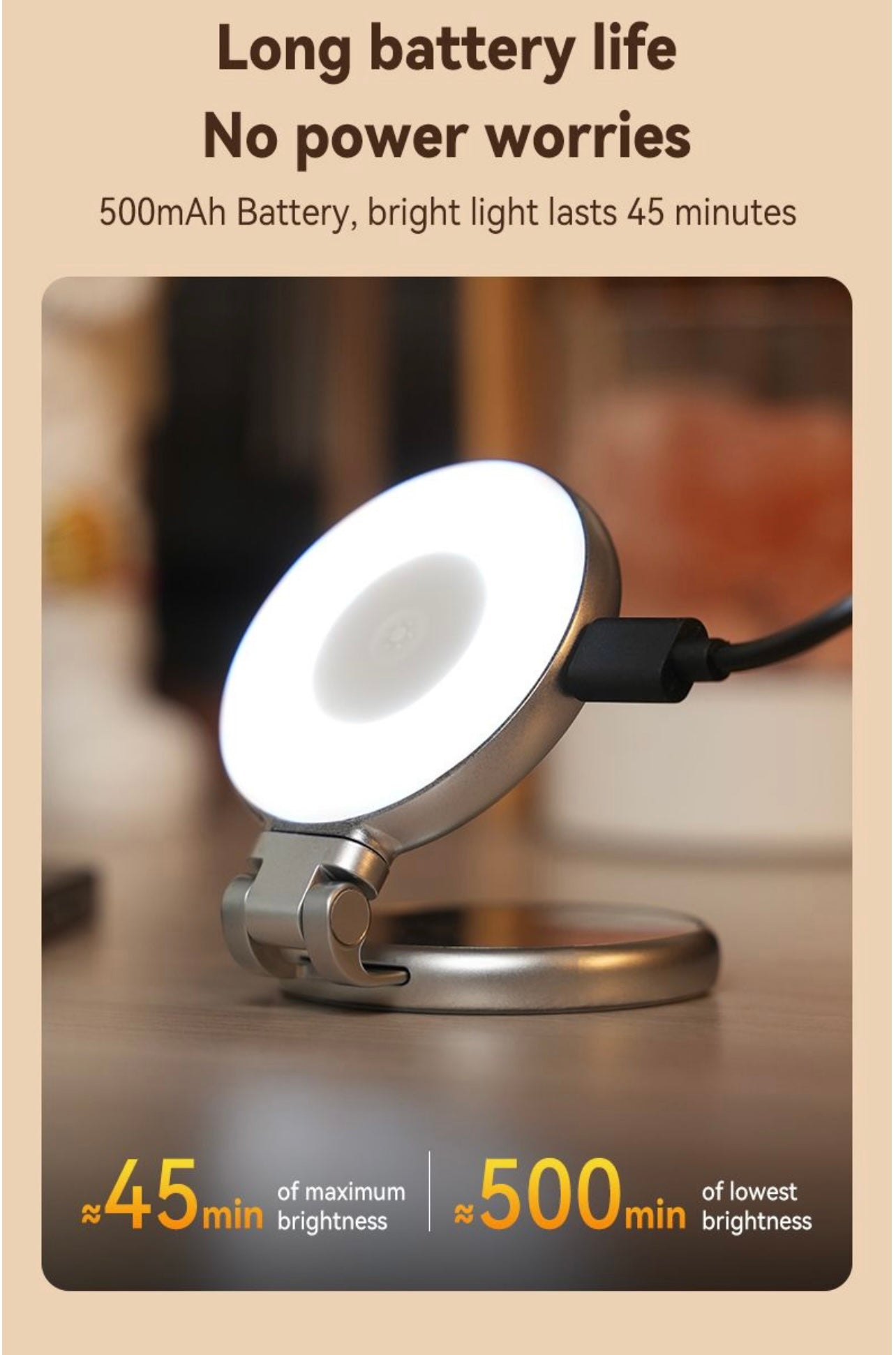 SMQ TELESIN Portable Beauty Magnetic Fill Light – Model S5 BGD 01 إضاءة مغناطيسية محمولة للموبايل من SMQ TELESIN – الموديل S5 BGD 01