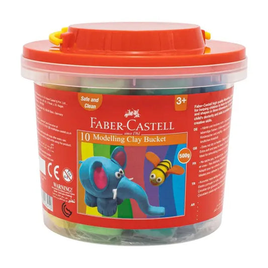 Faber Castell Modeling Clay Bucket 10 Colors 500 gram || طين صلصال فيبر كاستل ١٠ لون ٥٠٠ جرام