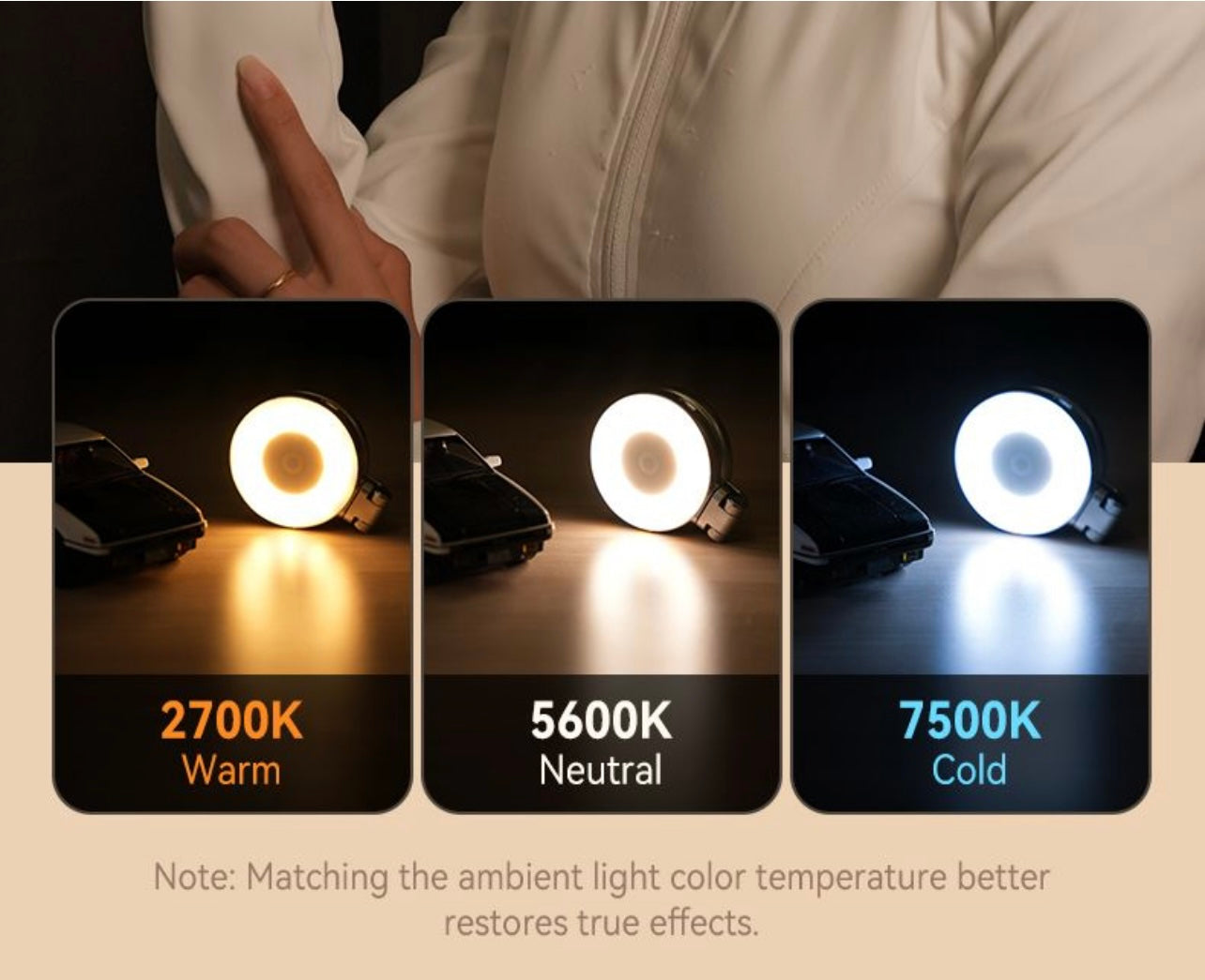 SMQ TELESIN Portable Beauty Magnetic Fill Light – Model S5 BGD 01 إضاءة مغناطيسية محمولة للموبايل من SMQ TELESIN – الموديل S5 BGD 01