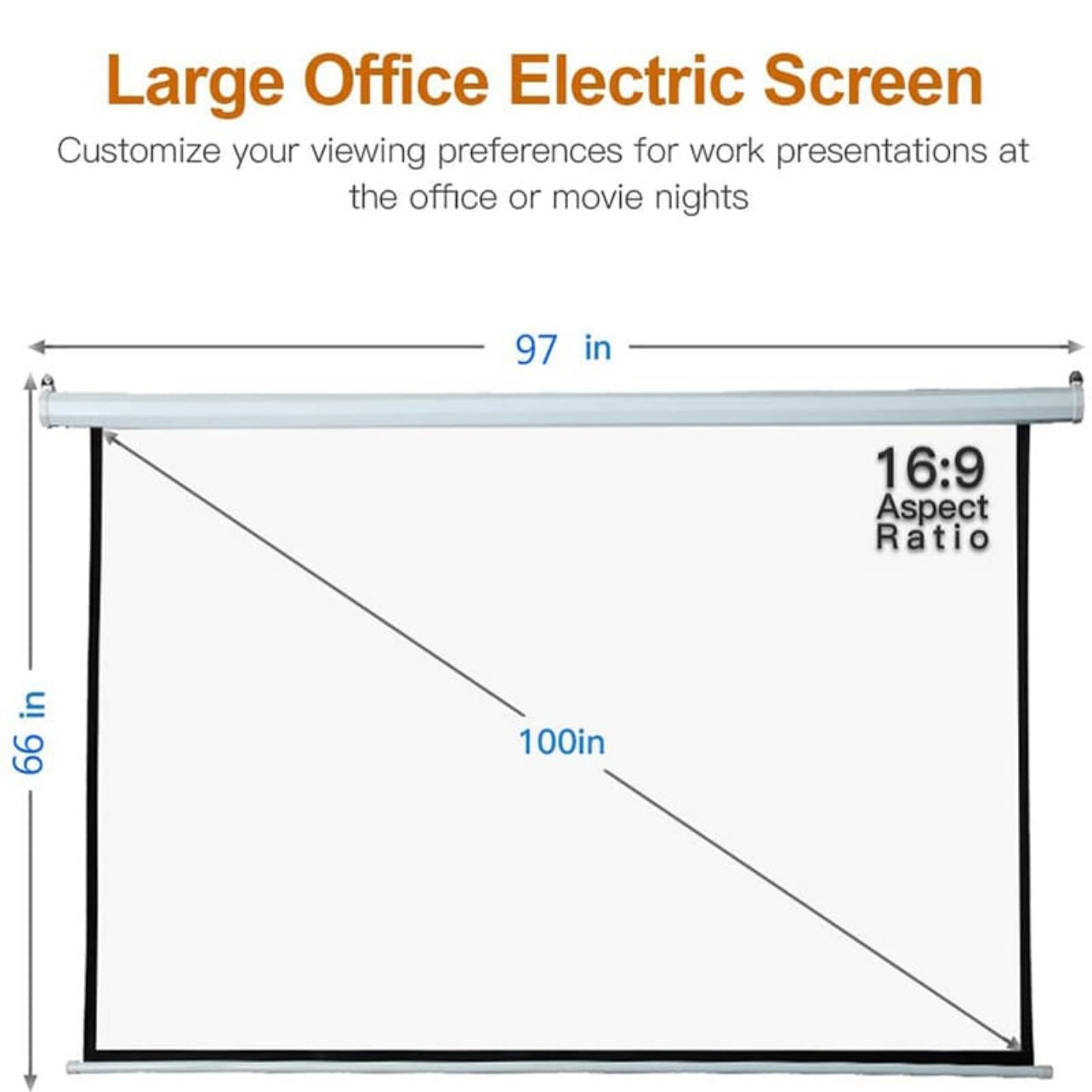 SMQ Electric Projector Screen with RF (100 inch) || اس ام كيو شاشة عرض كهربائية مع ريموت (100 بوصية)