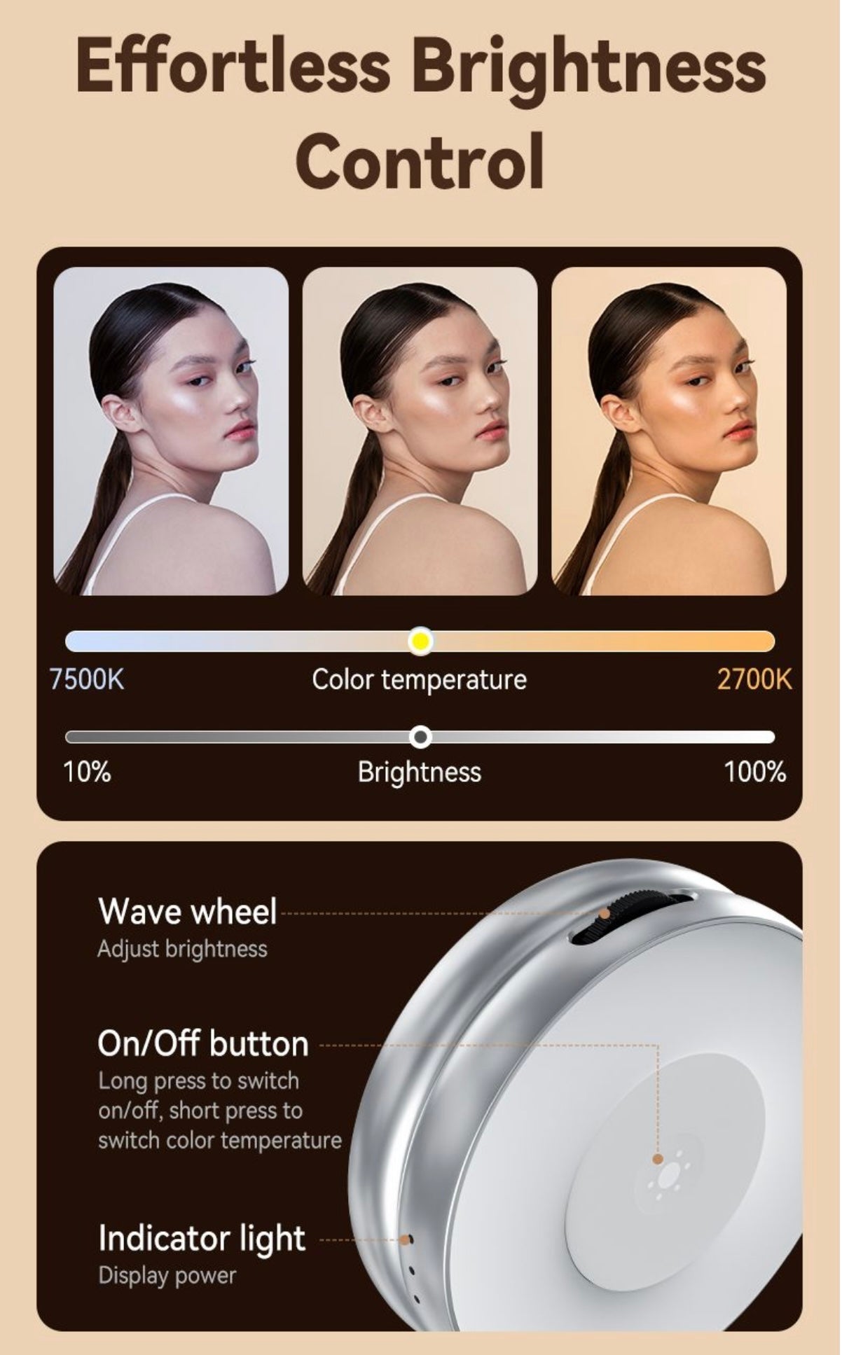 SMQ TELESIN Portable Beauty Magnetic Fill Light – Model S5 BGD 01 إضاءة مغناطيسية محمولة للموبايل من SMQ TELESIN – الموديل S5 BGD 01