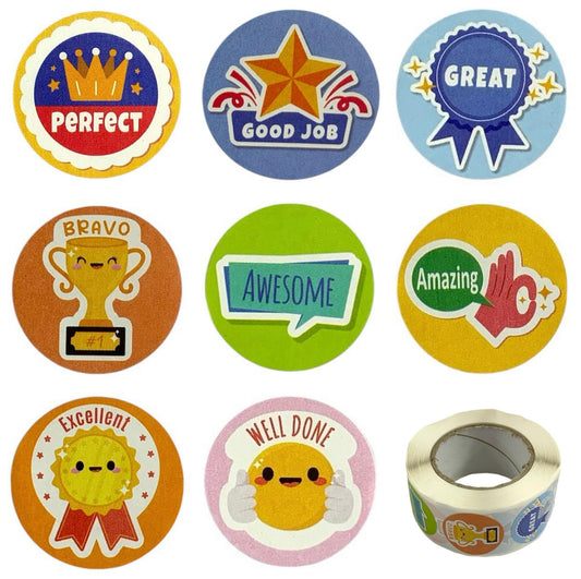 A&T English Encouragement Stickers 500 Pcs || رول ستيكرات تشجيعية انجليزية ٥٠٠ حبة