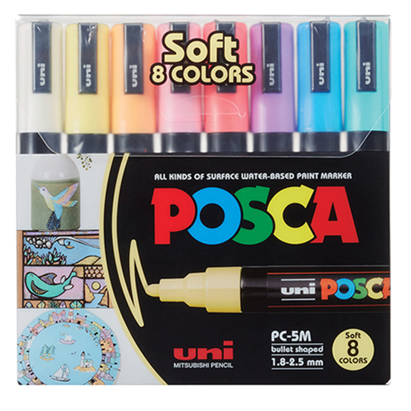 Posca Soft Colors PC-5M 8 Colors || الوان بوسكا سوفت كولور ٨ PC-5m لون 