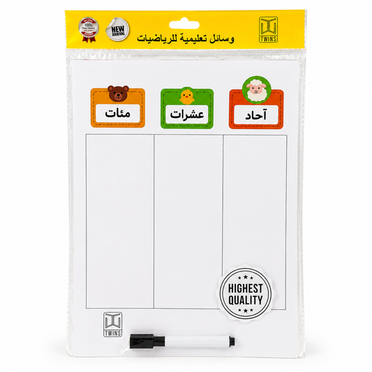 لوحة رياضيات للاطفال احاد عشرات مئات حجم اي فور 