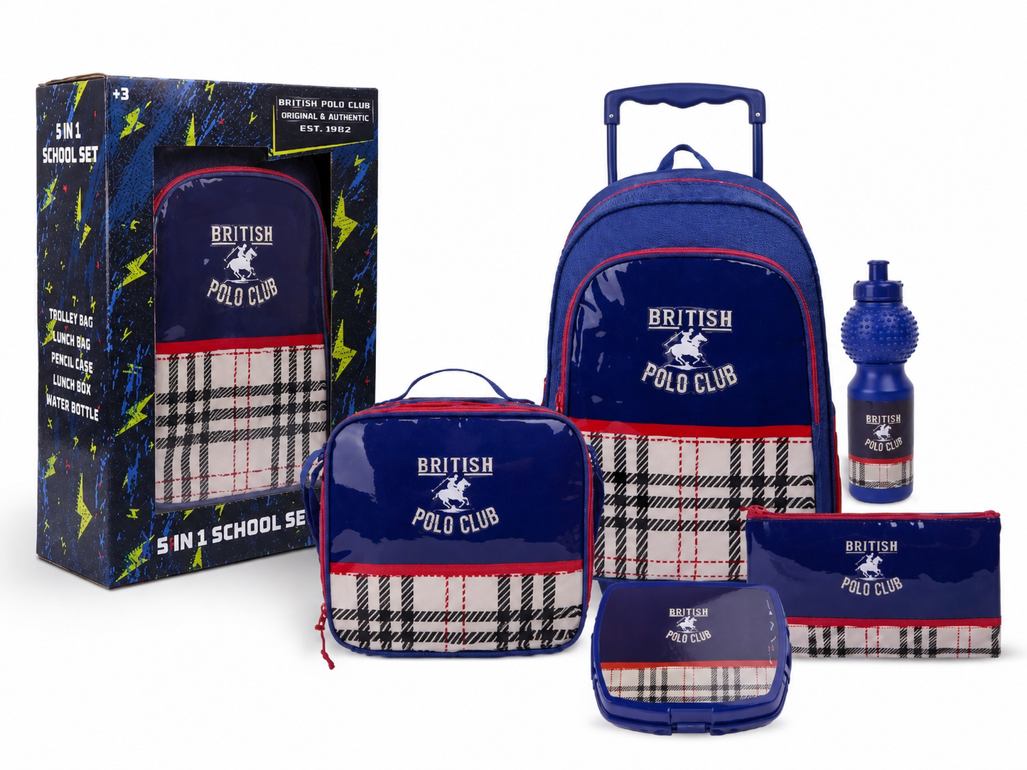 British Polo Club CBPC3 5IN1 TROLLEY BOX SET 16" || طقم شنطة تروللي بوبو كلوب 5 في 1، 16 إنش