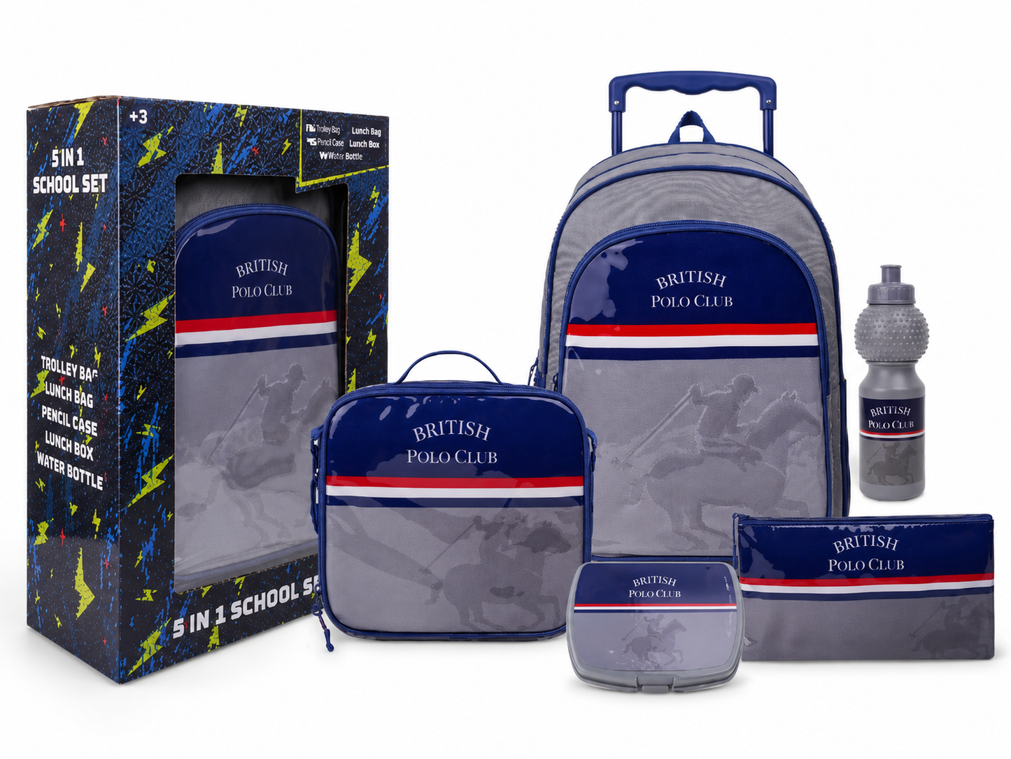 British Polo Club CBPC4 5IN1 TROLLEY BOX SET 16" || طقم شنطة تروللي بوبو كلوب 5 في 1، 16 إنش