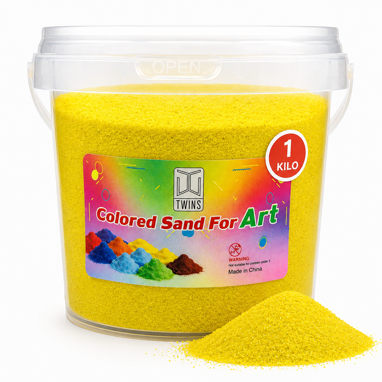 Twins Colored Sand 1 Kilo Yellow || رمل ملون توينز 1 كيلو اصفر