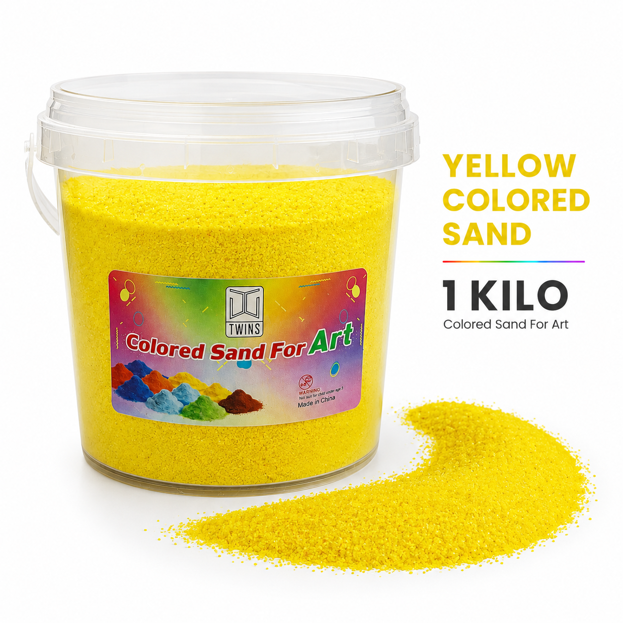 Twins Colored Sand 1 Kilo Yellow || رمل ملون توينز 1 كيلو اصفر