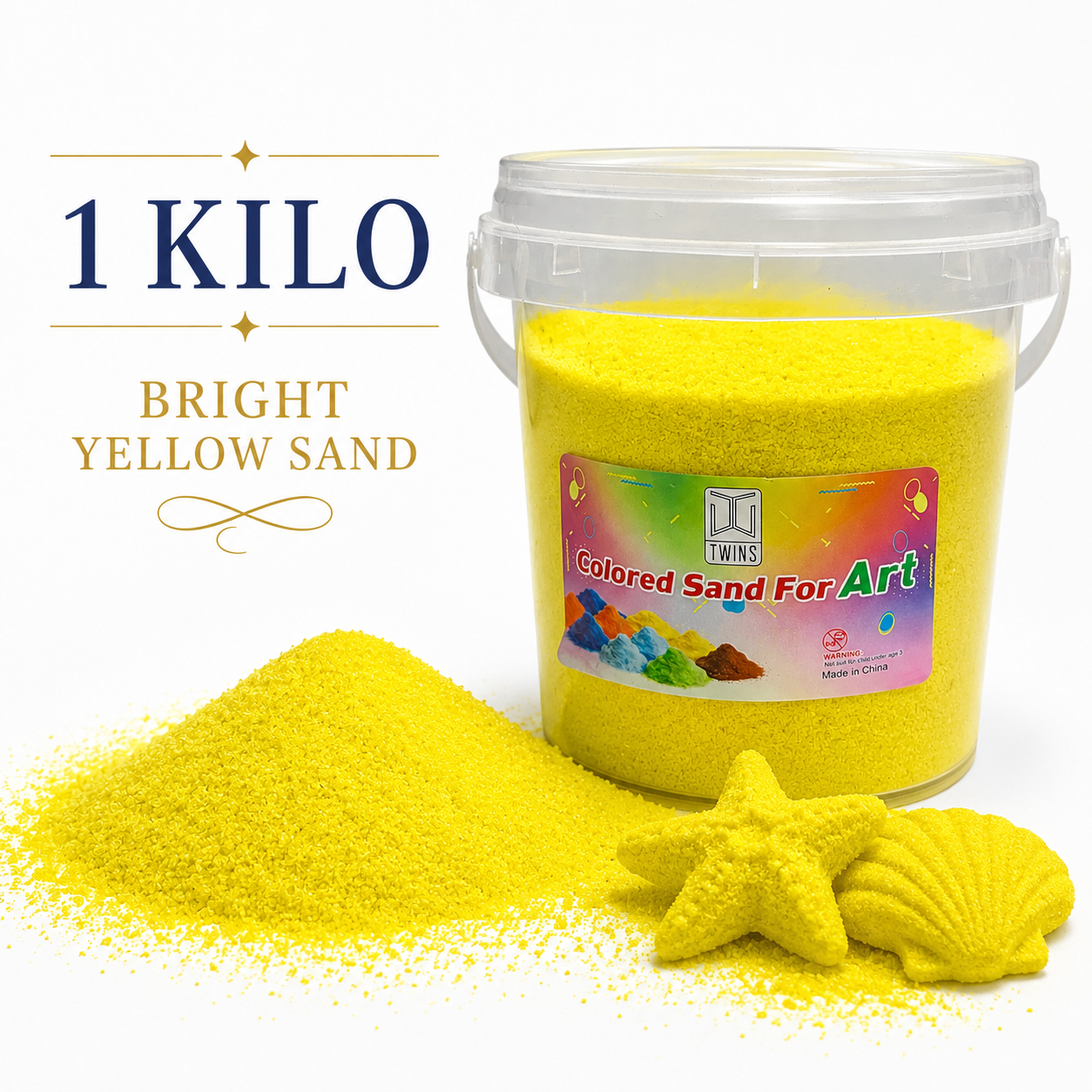 Twins Colored Sand 1 Kilo Yellow || رمل ملون توينز 1 كيلو اصفر