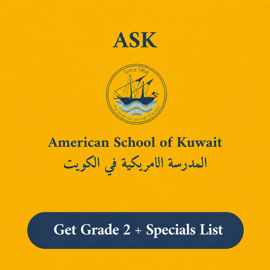 ASK American School of Kuwait Stationery supply list Grade 2 + Specials + Arabic/AFL  + Religion