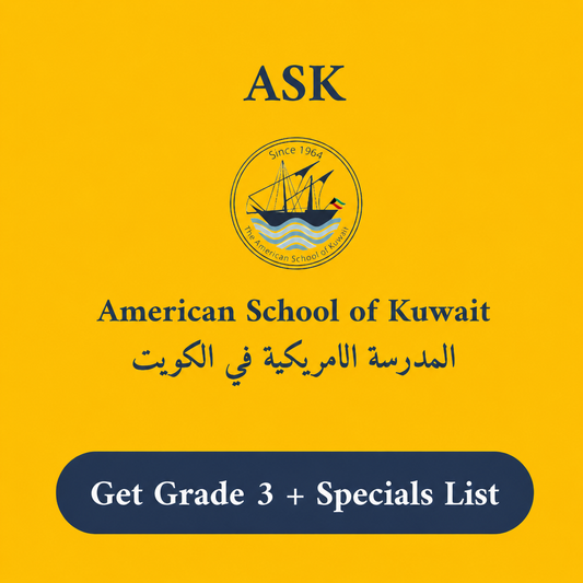 ASK American School of Kuwait Stationery supply list Grade 3 + Specials + Arabic/AFL  + Religion