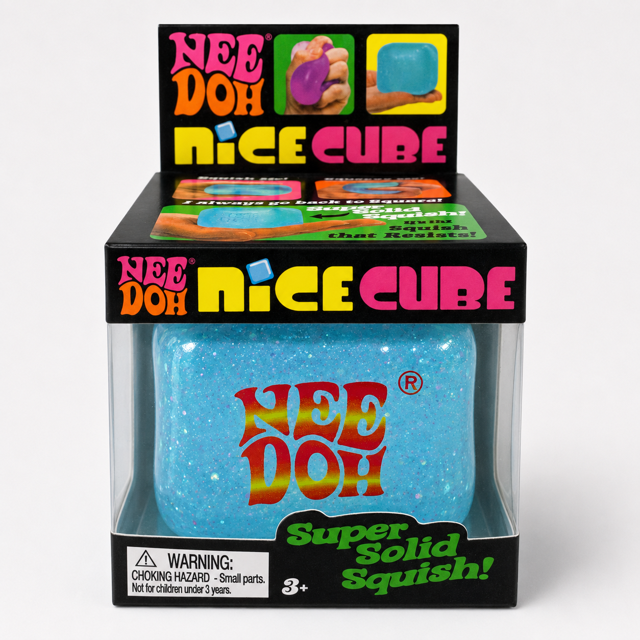 Needoh Squishy Glitter Nice Cube Blue || مكعب نيدو سكوشي جلتر ازرق