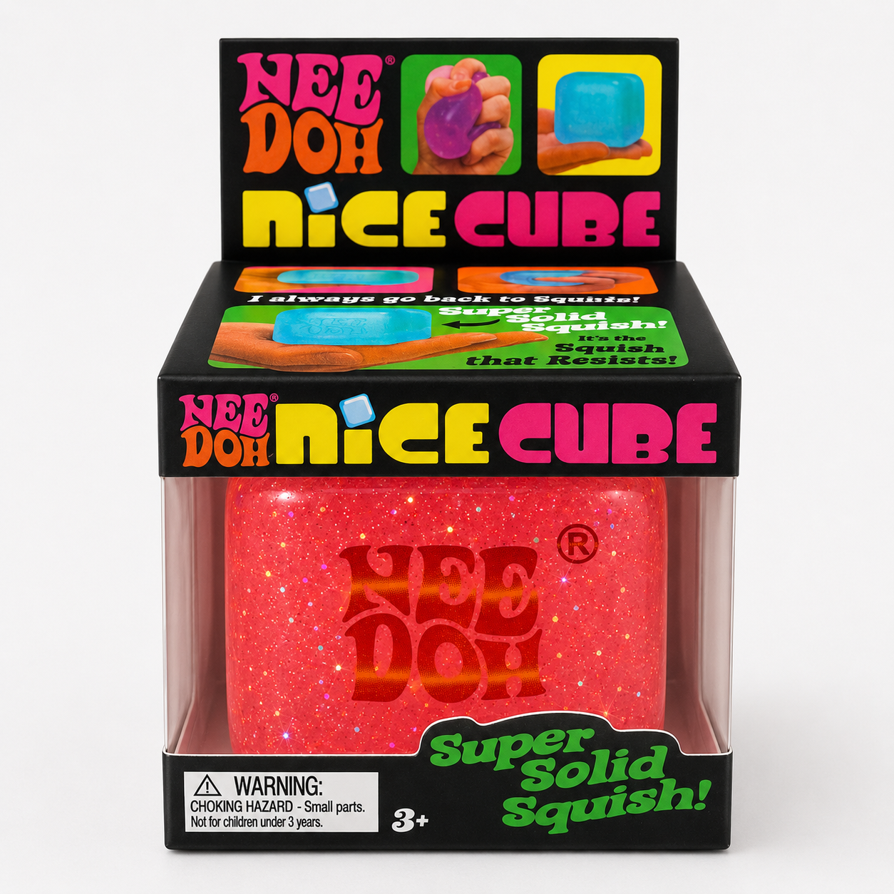 Needoh Squishy Glitter Nice Cube Pink || مكعب نيدو سكوشي جلتر وردي