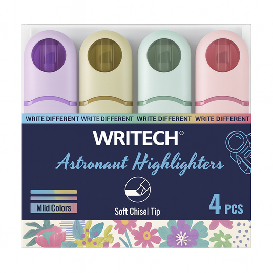 Writech Astronaut Highlighters 4 Colors || الوان هايلايترز رايتيك موديل فضائي 4 لون
