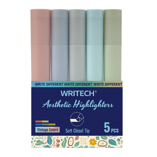 Writech Asthetic Highlighters 5 Vintage Colors || الوان هايلايترز رايتيك 5 لون فنتج ضعيف
