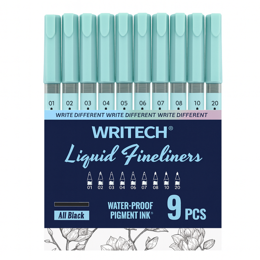 Writech Liquid Fineliner 9 Pcs || اقلام حبر رايتك ضعيفة فاين لاينر 9 حبة