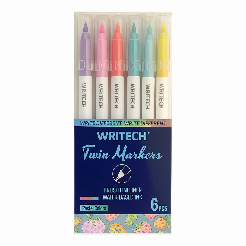 Writech Twin Markers 6 Pastel Colors  || الوان رايتيك راسين عدد 6 لون باستيل