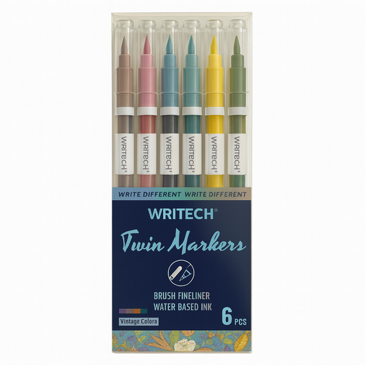 Writech Twin Markers 6 Vintage Colors  || الوان رايتيك راسين عدد 6 لون فنتج