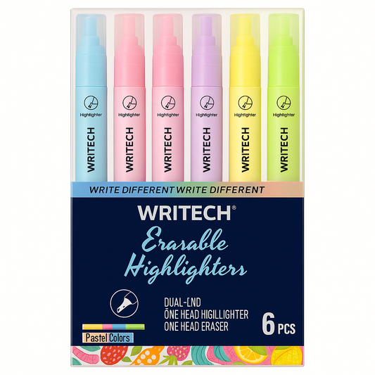 Writech Erasable Highlighters 6 Colors || اقلام هايلايتر فسفوري ماسحة 6 لون باستيل