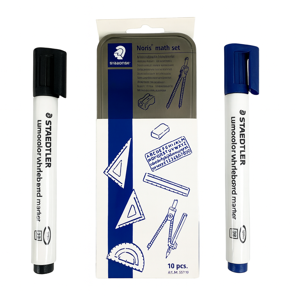 Staedtler Stationery Offer 12 Math Set + Whiteboard Markers || عرض قرطاسية ستدلر 32 قطعة علبة هندسة و اقلام سبورة