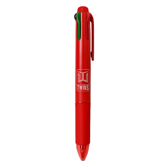 A&T Twins 4 Color Erasable Pen + Pencil Red Color || قلم حبر ماسح اربع الوان مع رصاص اي اند تي توينز لون احمر