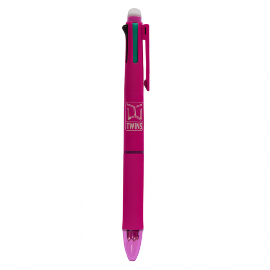 A&T Twins 4 Color Erasable Pen + Pencil Pink Color || قلم حبر ماسح اربع الوان مع رصاص اي اند تي توينز لون وردي