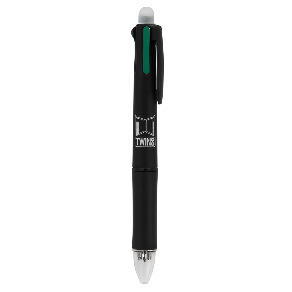 A&T Twins 4 Color Erasable Pen + Pencil Black Color || قلم حبر ماسح اربع الوان مع رصاص اي اند تي توينز لون أسود