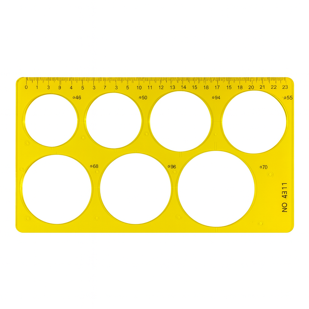 A&T Drawing Ruler Stencil 7 Circle Yellow Color || مسطرة ستنسل اي اند تي دوائر 7 دائرة لون اصفر