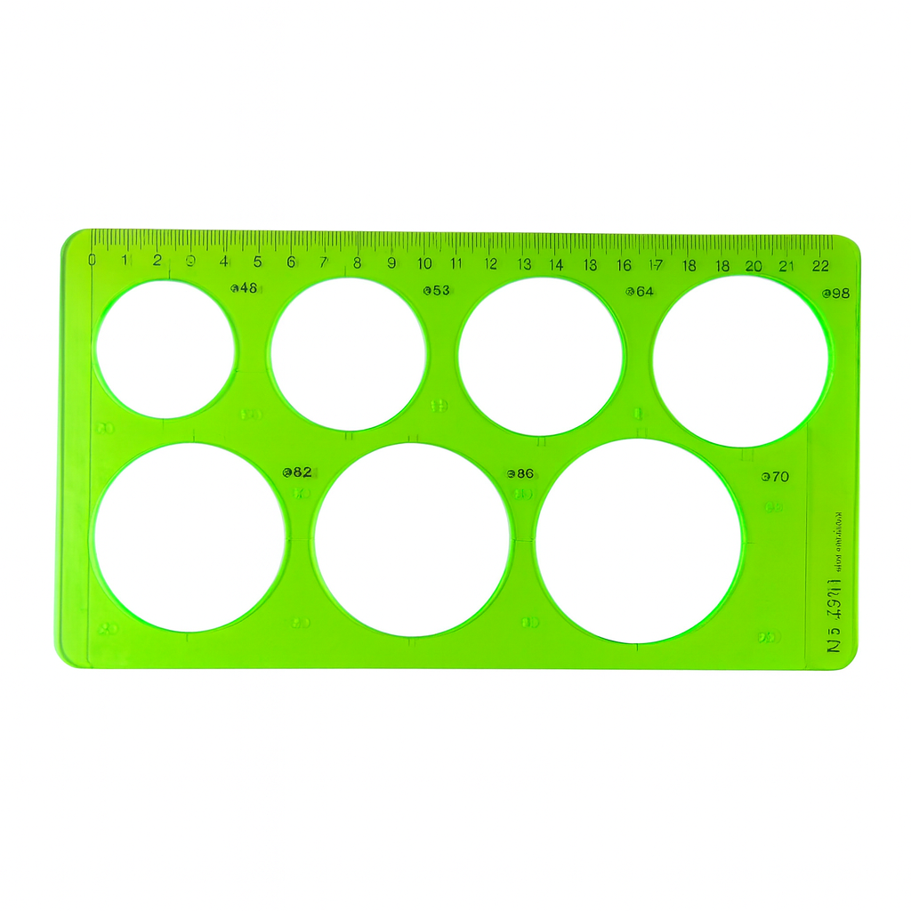 A&T Drawing Ruler Stencil 7 Circle Green Color || مسطرة ستنسل اي اند تي دوائر 7 دائرة لون أخضر