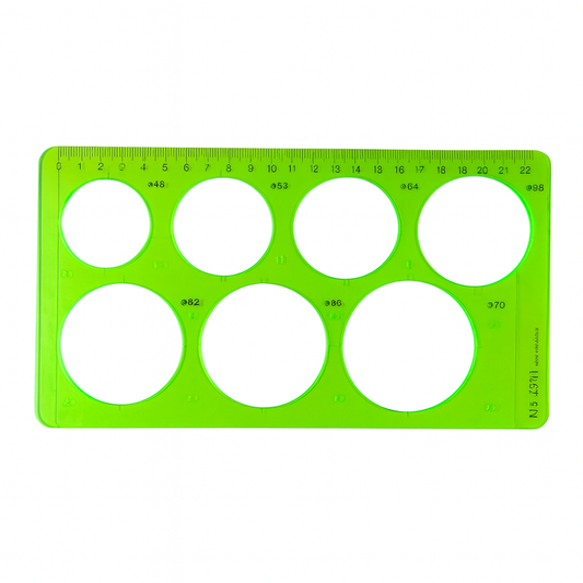 A&T Drawing Ruler Stencil 7 Circle Green Color || مسطرة ستنسل اي اند تي دوائر 7 دائرة لون أخضر
