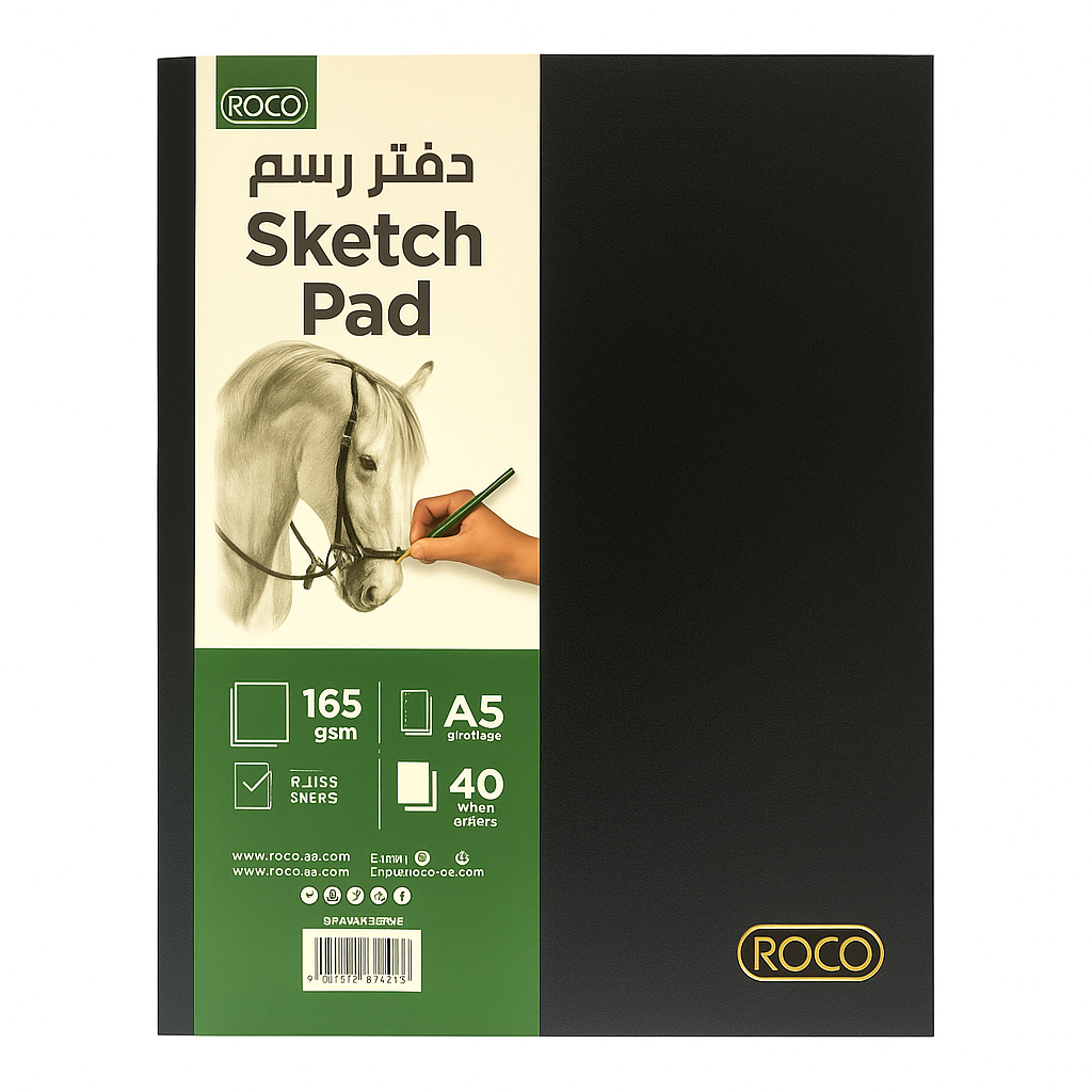 Rocco Sketch Pad A5 Size 40 Papers 165 gsm || دفتر رسم سكتش روكو حجم اي فايف 40 ورقه 165 جرام
