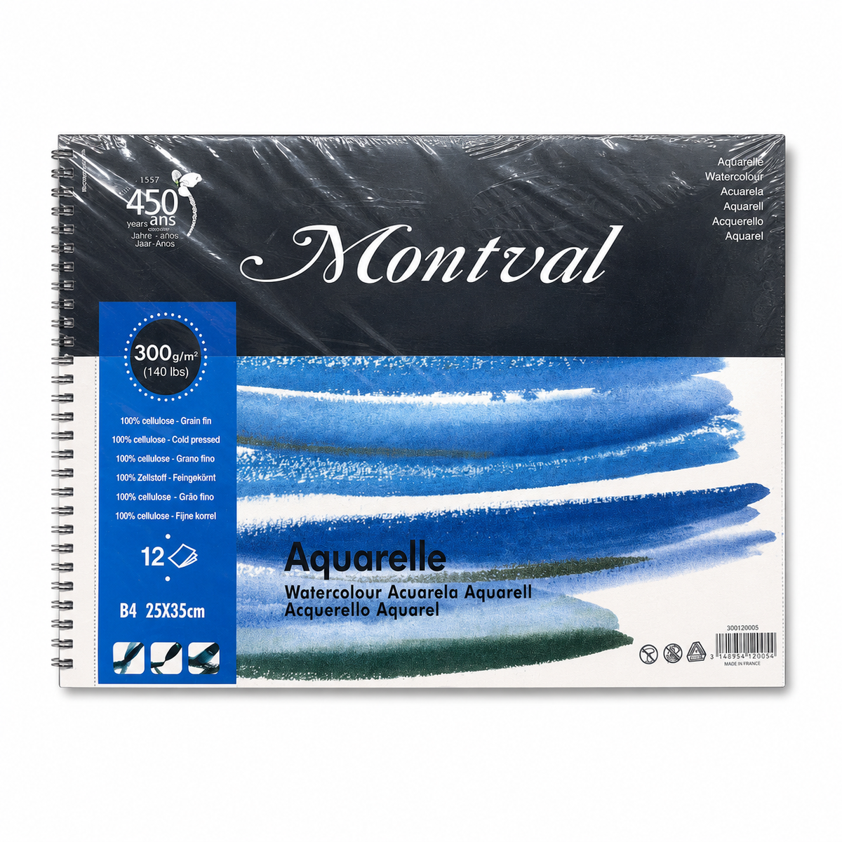 Montval Aquarelle Watercolor Pad 300 gsm B4 Size 12 Sheets || دفتر رسم اكواريل مونتفال المائي 300 جرام بي فور 12 ورقة