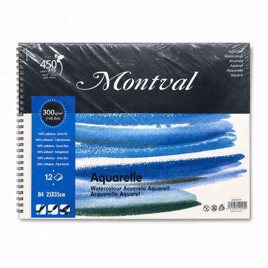 Montval Aquarelle Watercolor Pad 300 gsm B4 Size 12 Sheets || دفتر رسم اكواريل مونتفال المائي 300 جرام بي فور 12 ورقة