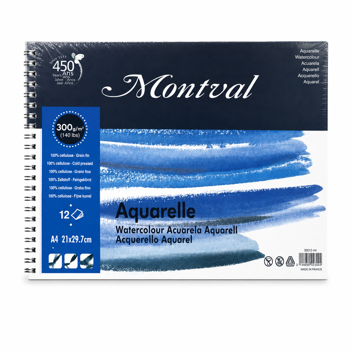 Montval Aquarelle Watercolor Pad 300 gsm A4 Size 12 Sheets || دفتر رسم اكواريل مونتفال المائي 300 جرام اي فور 12 ورقة