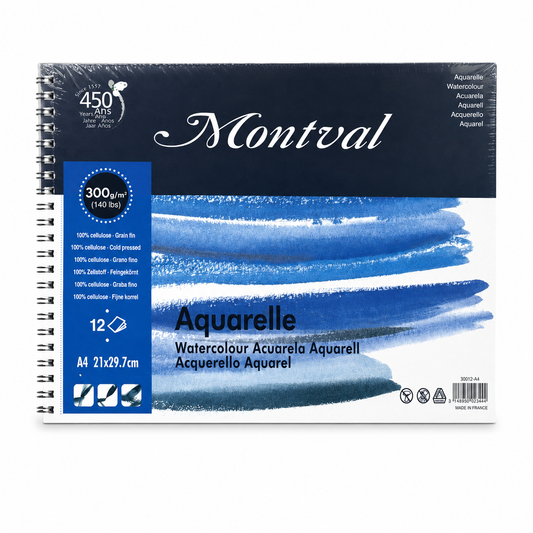 Montval Aquarelle Watercolor Pad 300 gsm A4 Size 12 Sheets || دفتر رسم اكواريل مونتفال المائي 300 جرام اي فور 12 ورقة