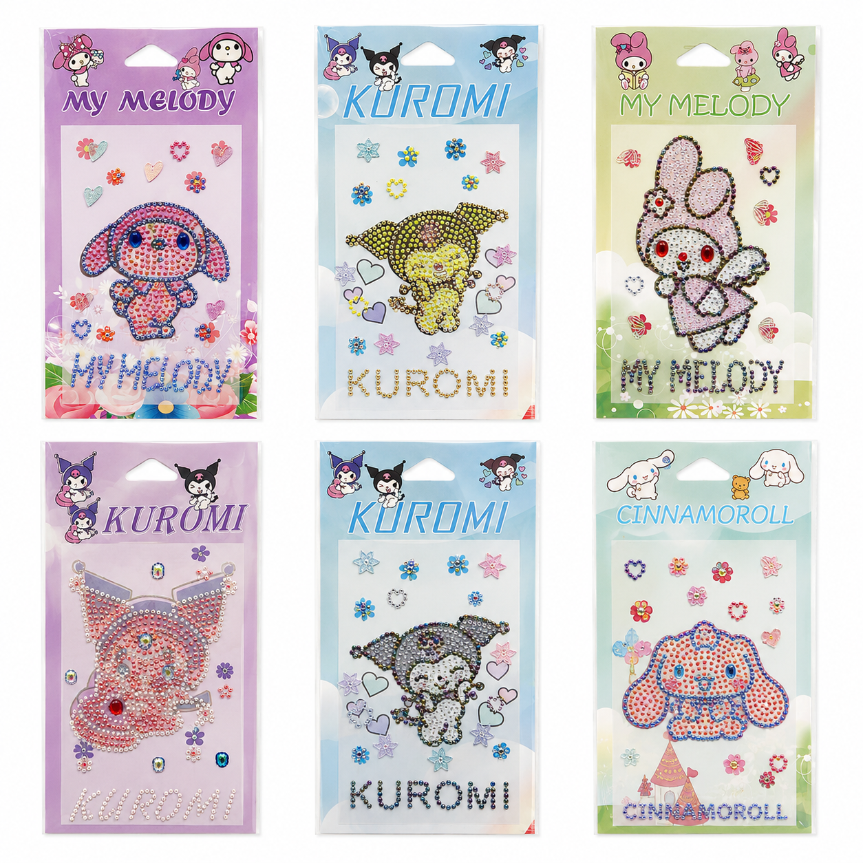 Bedazzeled crystal Sticker Assorted Colors Kuromi and Friends || ستيكر كريستال شخصيات كورومي  