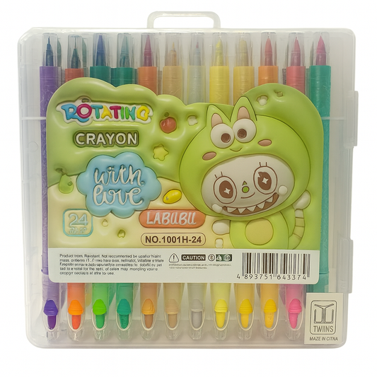 Labubu Rotating Crayons 24 Colors || اقلام شمعية تويست 24 لون لابوبو
