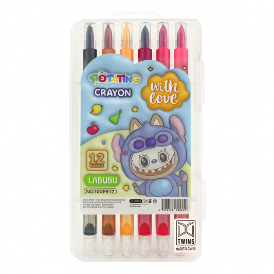 Labubu Rotating Crayons 12 Colors || اقلام شمعية تويست 12 لون لابوبو