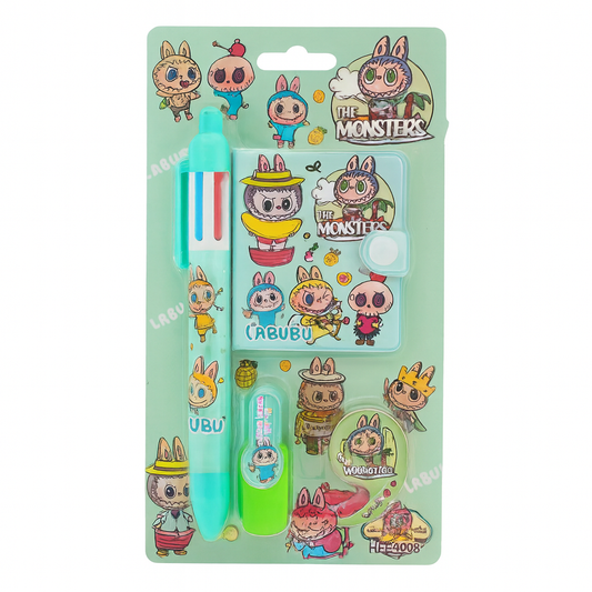 Labubu Stationery Set Pen Notebook Highlighter Washi Tape || مجموعة قرطاسية لابوبو قلم نوتبوك هايلايتر واشي تيب